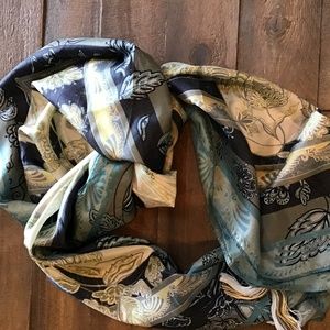 Johnny Was large silk scarf with tassles